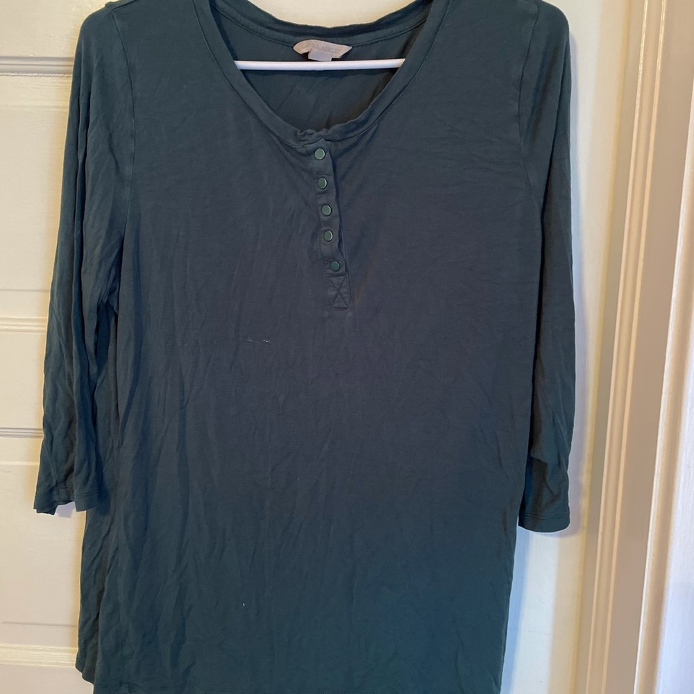 Laura Ashley Green Henley Top- large